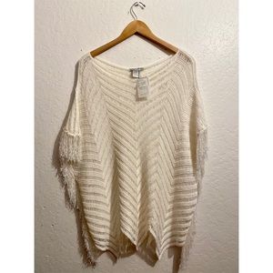 NWT Alberto Makali Silk White Knit Boho Poncho